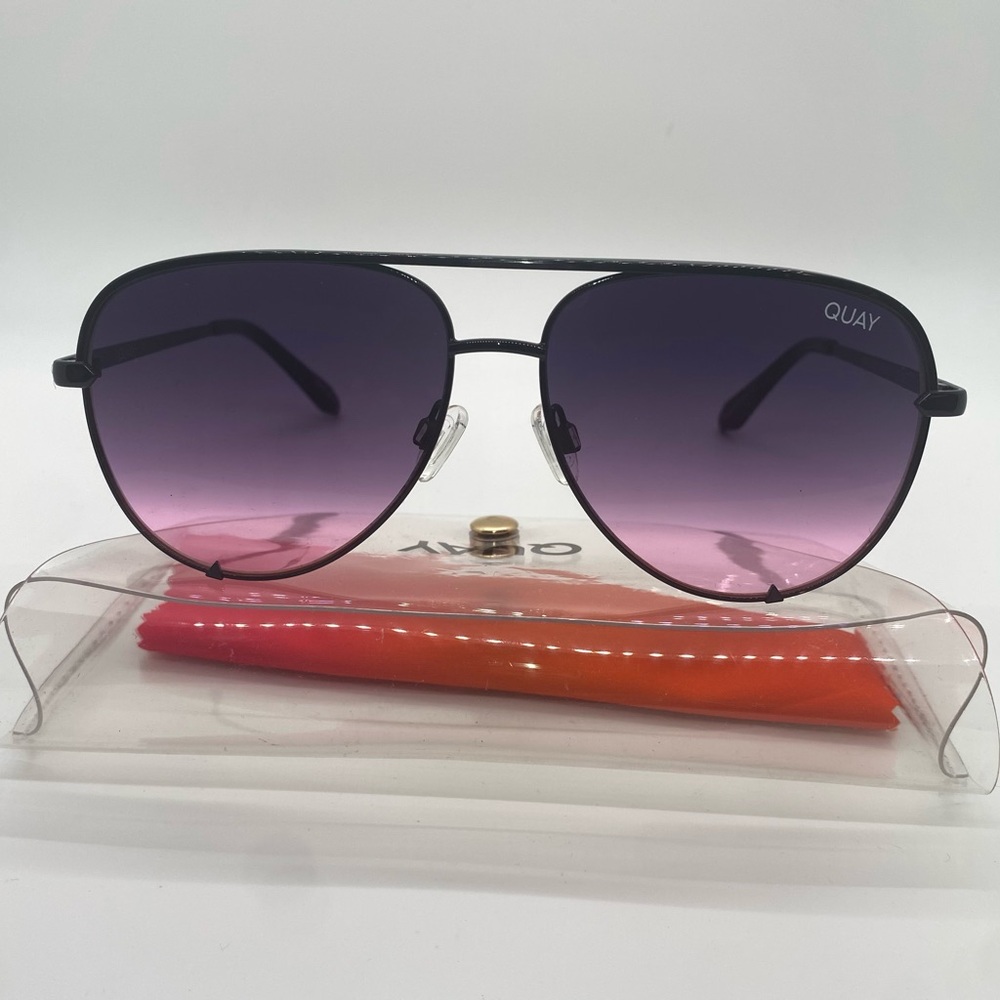 Quay High Key Mini 60mm Black and Purple Gradient Sunglasses NEW no tags
